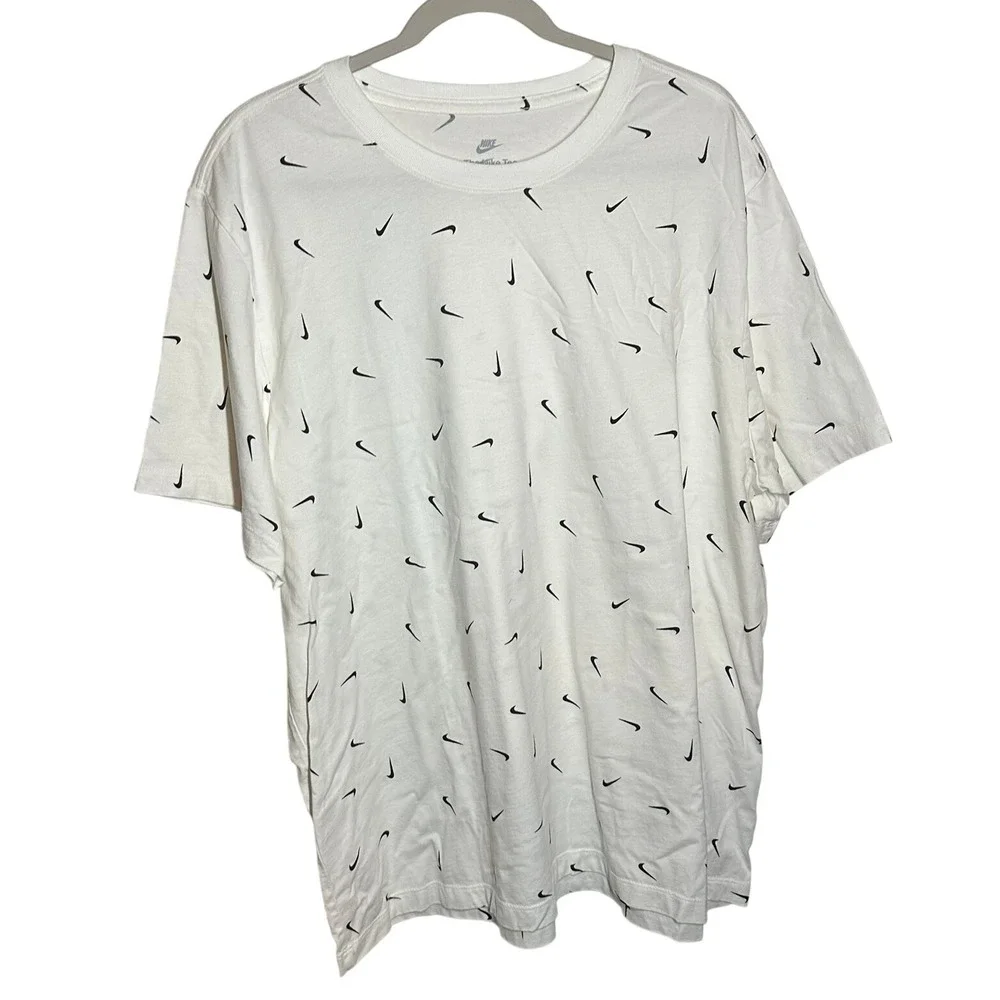 Nike The Nike Tee XXL White Black Swoosh All Over Print AOP T-Shirt Men's Club